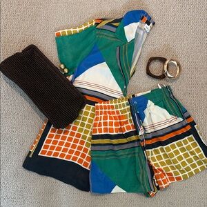 Song of Style Multicolor Geometric Button Down Shirt — part of matching set